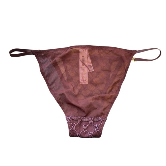 Victoria's Secret Logo Embroidery String Bikini Panty Brown - Picture 3 of 7